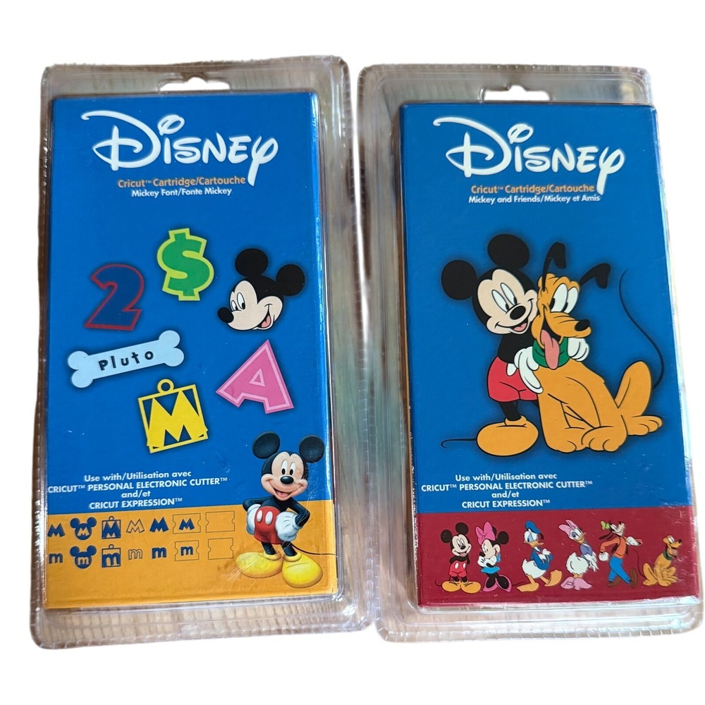 Disney Cricut Cartridge Lot Mickey Font & Mickey and Friends New Sealed NIP